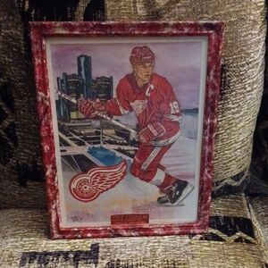 Steve Yzerman #19 Detroit Red Wings - Red Framed Hockey Art Print